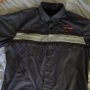 Harley-Davidson Men's Gray and White Shirt Jacket